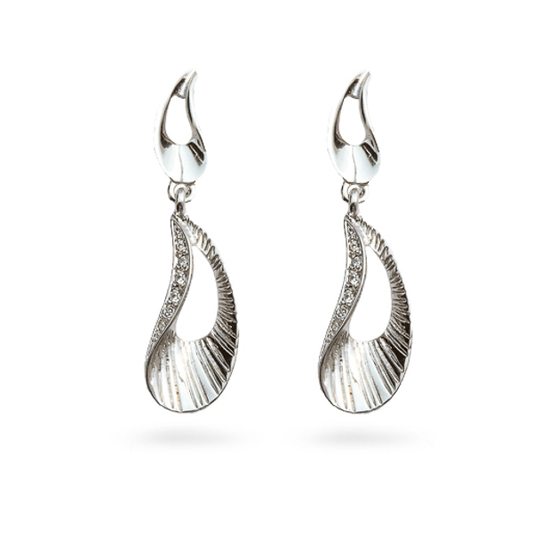 Rhodium Plated Crystal Ocean Earrings